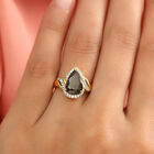 Elite Shungit und Zirkon Ring 925 Silber vergoldet  ca. 2,25 ct image number 2