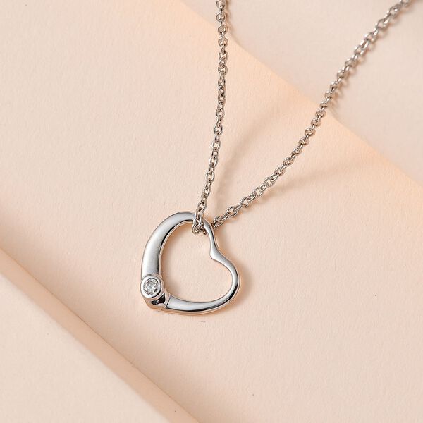 Moissanit Herz Anh&auml;nger mit 50cm Kette in rhodiniertem Silber image number 2
