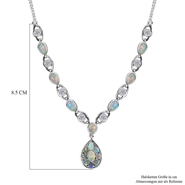 Nat&uuml;rliche, &auml;thiopische Welo Opal und Zirkon-Halskette, 45 cm - 4,35 ct. image number 5