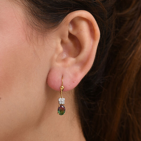 D'Joy Wassermelonen Triplett Quarz und Zirkon zweifarbige Ohrringe - 3,18 ct. image number 3