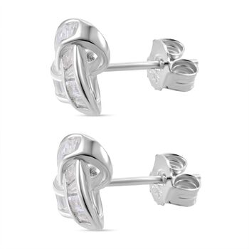 Liebesknoten wei&szlig;e Zirkonia-Ohrringe, 925 Silber rhodiniert - 2,20 ct.