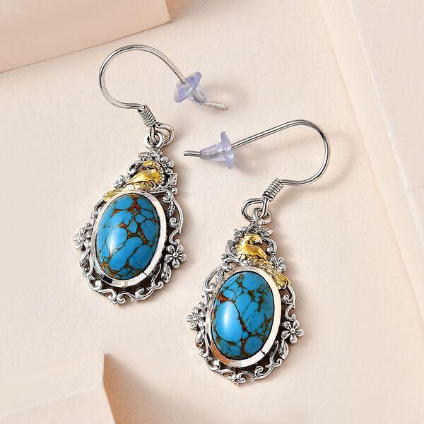 Blaue Mojave-T&uuml;rkis-Ohrringe- 11,40 ct. image number 2