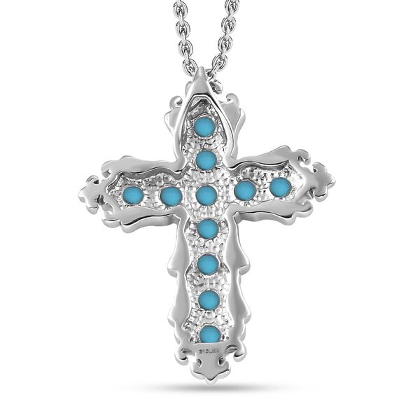 Sleeping Beauty T&uuml;rkis Kreuz-Anh&auml;nger mit Kette, Edelstahl ca. 1,44 ct image number 5