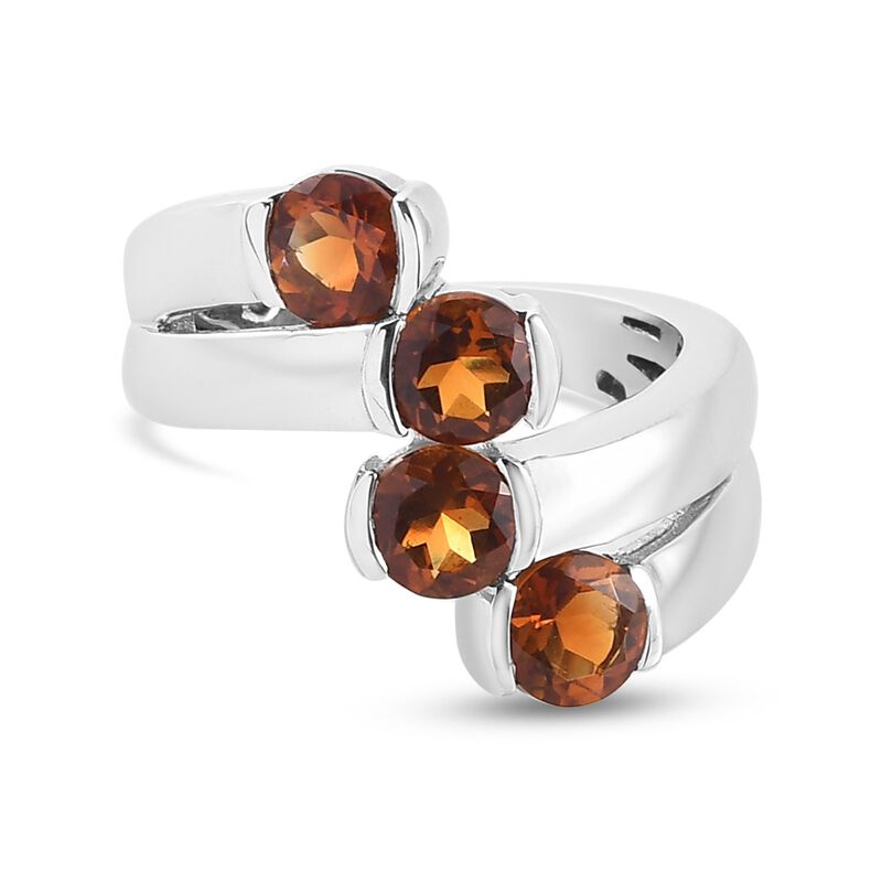 Madeira Citrin Ring 925 Silber Platin-Überzug image number 0