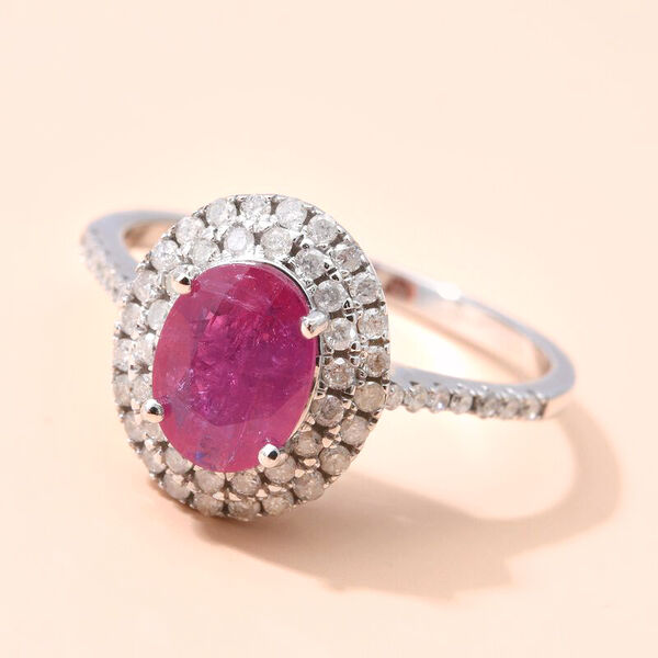 AAA Nat&uuml;rlicher Mosambik-Rubin und wei&szlig;er Diamant-Ring, 585 Wei&szlig;gold  ca. 1,94 ct image number 2