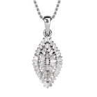 Weißer Diamant Anhänger mit Kette, 925 Silber platiniert ca. 1.00 ct