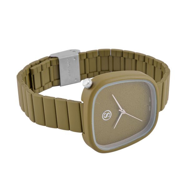 Strada - Japanisches Uhrwerk, Edelstahl Hydraulik-Zifferblatt & Legierung-Armband, 23 cm, grün image number 5