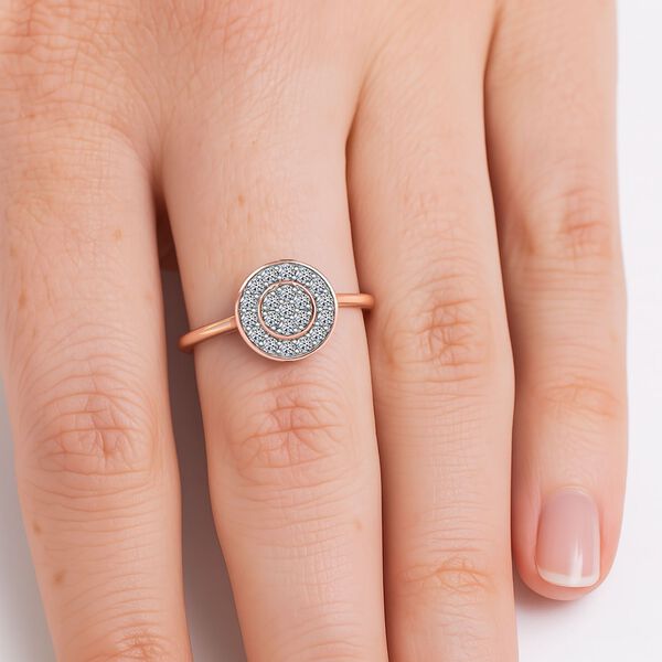 LUXURIANT SI-GH Labor Diamant Ring, 925 Silber 750 Ros&eacute;gold Vermeil - 0,50 ct. image number 2