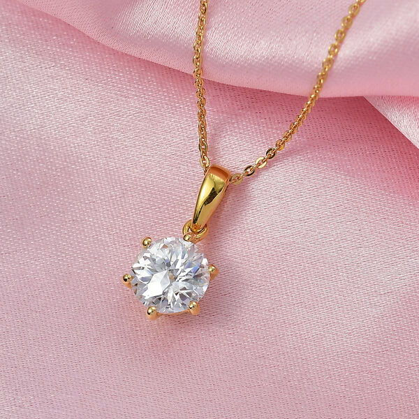 D'Joy Moissanit Anh&auml;nger mit 50cm Kette, 925 Silber vergoldet - 1,80 ct. image number 2