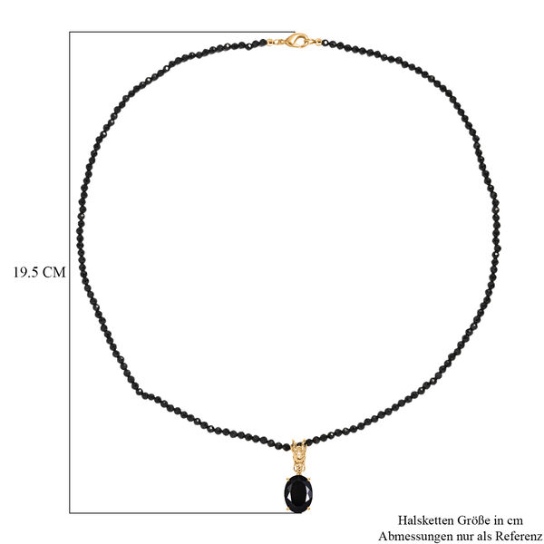 EverTrue AA schwarzer Glasachat Anh&auml;nger mit 50cm schwarze Spinell Kette - 51,37 ct. image number 5
