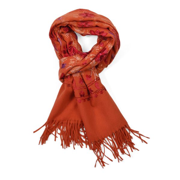 Bestickter Schal mit Paisley und floralem Stickerei, 70x180cm, Orange