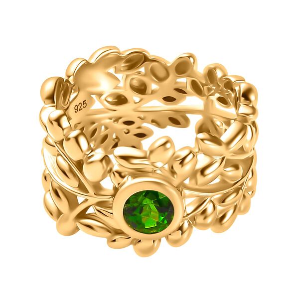 Natürlicher Chromdiopsid Ring 925 Silber Gelbgold Vermeil (Größe 18.00) ca. 0,54 ct image number 0
