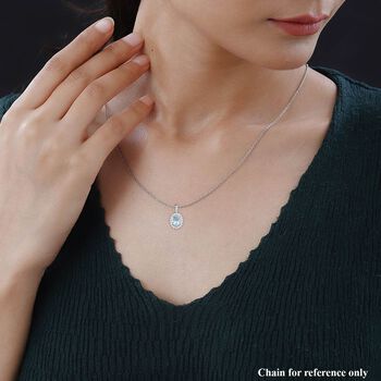 ILIANA zertifiziert und gepr&uuml;ft AAA Santamaria Aquamarin und Diamant Anh&auml;nger in 750 Wei&szlig;gold - 1,4 ct.