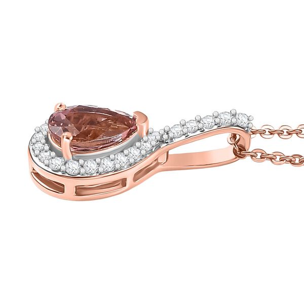 D'Joy AA Blush Turmalin und Zirkon Anh&auml;nger mit 50cm Kette - 1 ct. image number 4