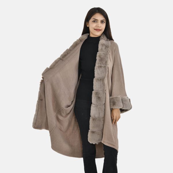 LA MAREY - Stilvoller langer Mantel mit Kunstfell image number 4