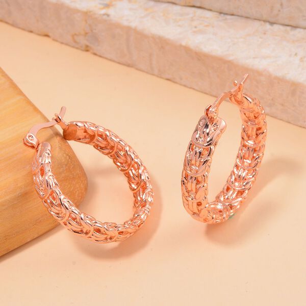 Kettengeflect Byzantin-Ohrringe, ca. 16,00g, Rosefarben image number 1