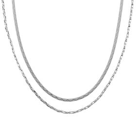 2er Set Halskette, ca. 50 cm mit 5 cm extender, Reiner 316L Edelstahl, Silberfarben