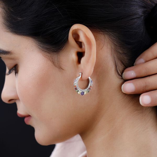 Mehrfarbig, Gelbe Zirkonia Ohrringe, Messing platiniert ca. 4.08 ct image number 3