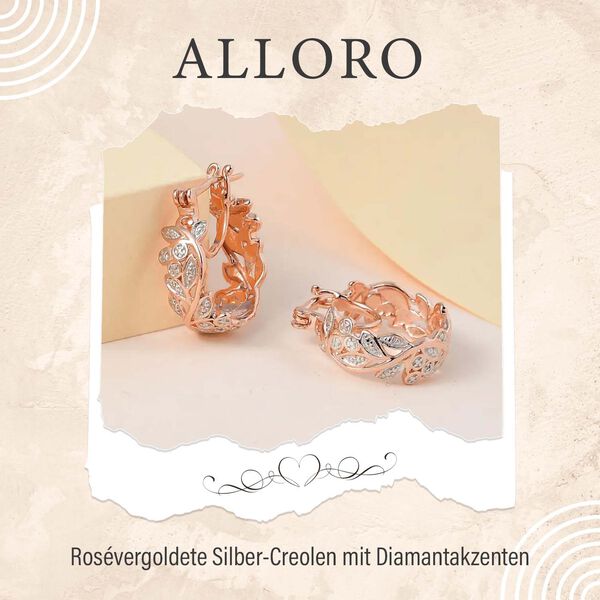 ALLORO Ring, Creolen und Anh&auml;nger mit Diamantakzenten, Silber ros&eacute;vergoldet image number 22