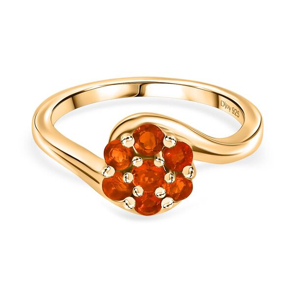 D'Joy AAA Blaze Feueropal Ring 925 Silber 750 Gelb Vergoldet (Gr&ouml;&szlig;e 20.00) ca. 0,42 ct