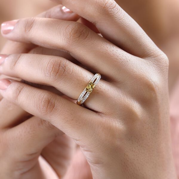 AA natürlicher, goldener Tansanit und Zirkon-Ring - 0,79 ct. image number 3