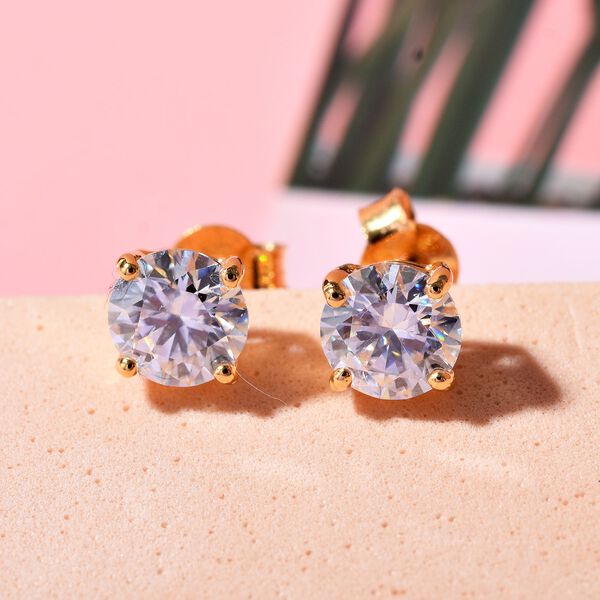 Moissanit Ohrringe, 925 Silber Gelbgold Vermeil - 1,49 ct. image number 1