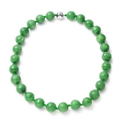Gefärbte grüne Jade Halskette ca. 50 cm 925 Silber rhodiniert ca. 922,50 ct