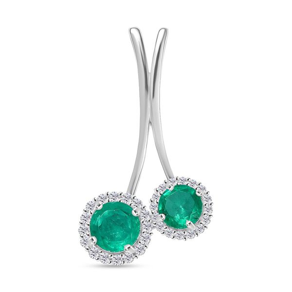 D'Joy Smaragd Triplett Quarz und Zirkon Anh&auml;nger - 3 ct.