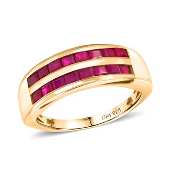 AA Rubin Ring, 925 Silber 750 Gelbgold Vermeil - 2 ct.