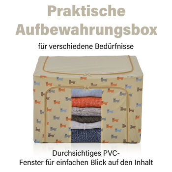 Faltbare Aufbewahrungsbox aus Stoff, 66 Liter offen, Gr&ouml;&szlig;e 50x40x33cm gefaltet, Beige