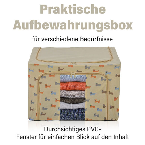 Faltbare Aufbewahrungsbox aus Stoff, 66 Liter offen, Gr&ouml;&szlig;e 50x40x33cm gefaltet, Beige image number 1