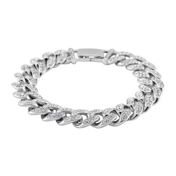 J Francis gefertigt mit SWAROVSKI- Wei&szlig;es Swarovski Kristall Armband in Silberton