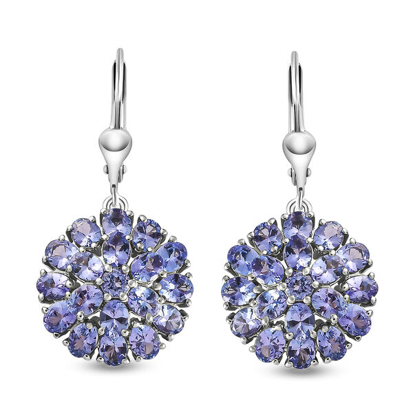 Tansanit-Ohrringe, 925 Silber platiniert ca. 6,64 ct