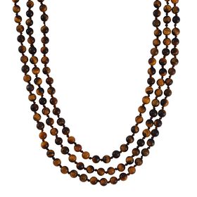 Dreilagige gelbe Tigerauge-Halskette, 150cm - 384,50 ct.