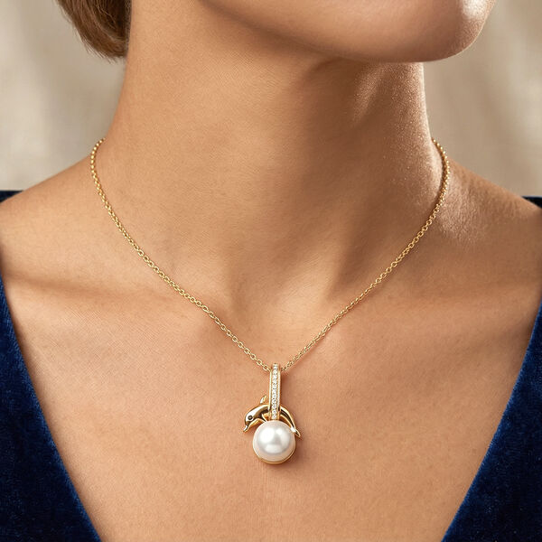 EVER TRUE S&uuml;&szlig;wasser Perle (9-9.5 mm), Wei&szlig;er Zirkon Schmuckset ca. 50 cm image number 2