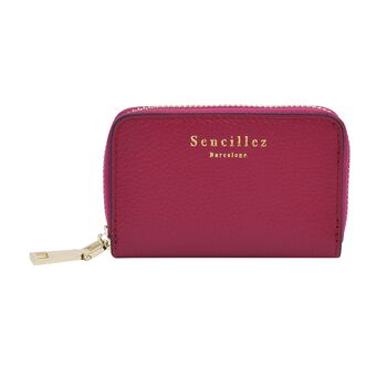 PREMIERE - SENCILLEZ Geldb&ouml;rse aus 100% echtem Leder und RFID Schutz, Gr&ouml;&szlig;e 12x2x8 cm, Fuchsia