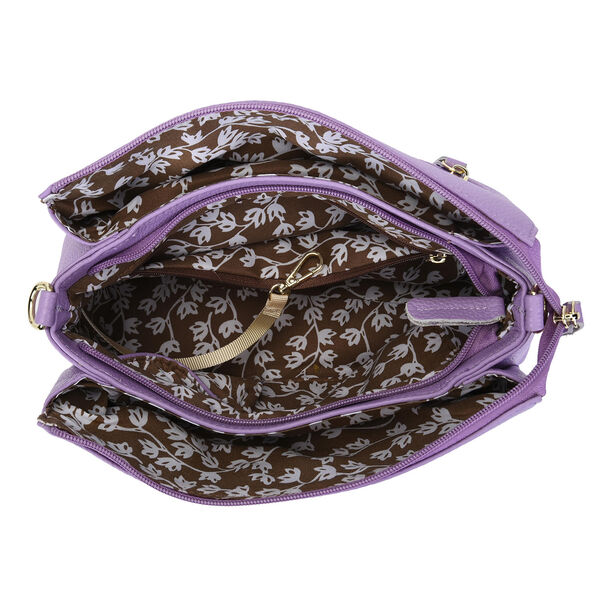 Sencillez Crossbody Tasche aus echtem Leder,  Größe 28x9x17 cm, Lila image number 4