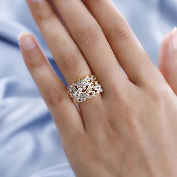 ALLORO von der Natur inspirierter, vergoldeter Silberring image number 3