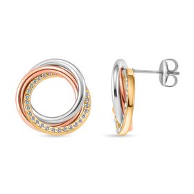 Weißer Kristall Ohrringe Reiner Edelstahl Tricolor