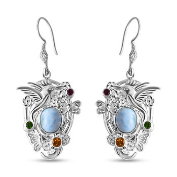 D'Joy Royal Bali Larimar, Citrin, Rhodolith Granat und Chromdiopsid Ohrringe - 9,76 ct.