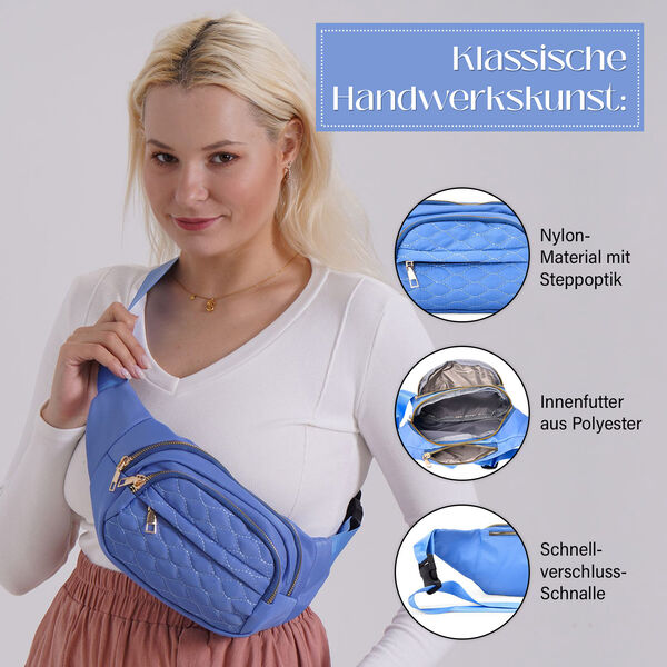 Nylon-Gürteltasche mit RFID-Schutz, 36x4x13cm, Blau image number 3