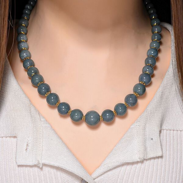 D'Joy EXTREM SELTEN - Nat&uuml;rlicher Olmek Jadeit Halskette ca. 50 cm 925 Silber vergoldet ca. 400.00 ct image number 3