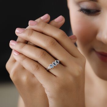 Santamaria Aquamarin und  Zirkon Ring, ca. 0,72 ct