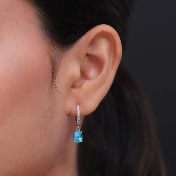 Pfau Triplett Quarz Ohrhänger 925 Silber Platin-Überzug ca. 2,47 ct  image number 3