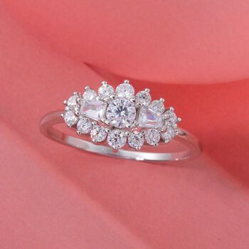 LUSTRO STELLA wei&szlig;er Zirkonia Ring im floralen Stil