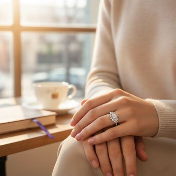 LUSTRO STELLA wei&szlig;er Zirkonia Ring im floralen Stil