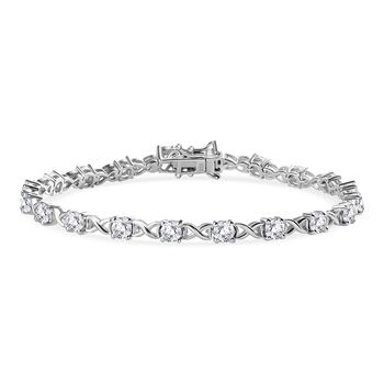 Moissanit Armband, ca. 19 cm, 925 Silber rhodiniert, ca. 4.26 ct