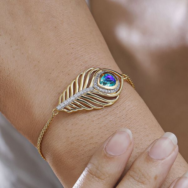 Pfau Triplett Quarz und Zirkon Armband, 19 cm - 2,48 ct. image number 3