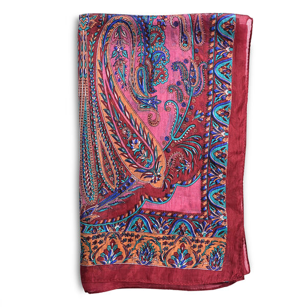 LA MAREY Seidenschal 100% Seide 48 x 160 cm Burgunderrot image number 4