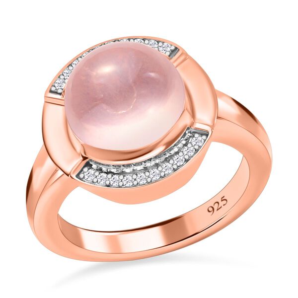 Rosenquarz und Zirkon-Ring, 925 Silber ros&eacute;vergoldet  ca. 5,89 ct image number 4